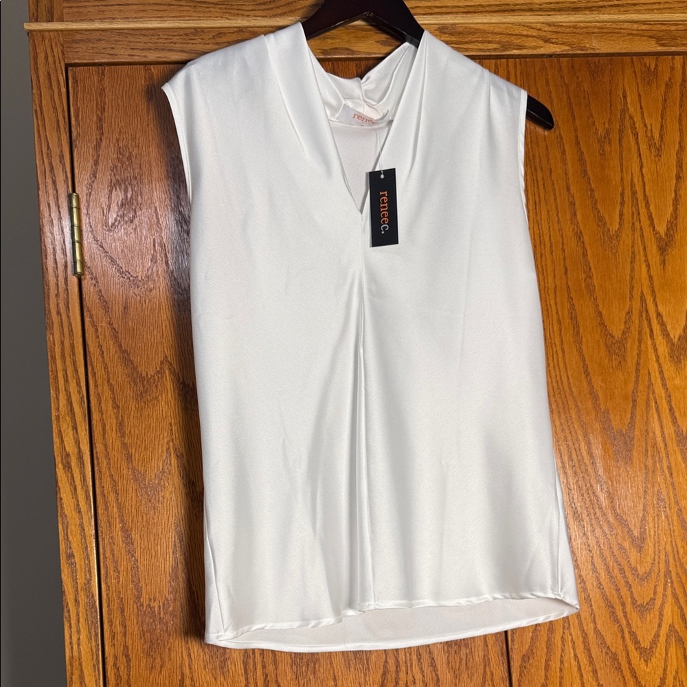 Renee C. White V-Neck Sleeveless Shell